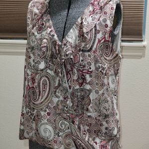 WhiteHouse BlackMarket Frilly Paisley Wrap Top, 8